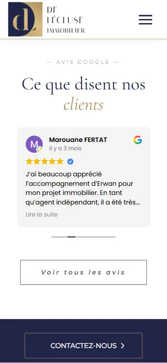 Avis Google affichés sur mobile